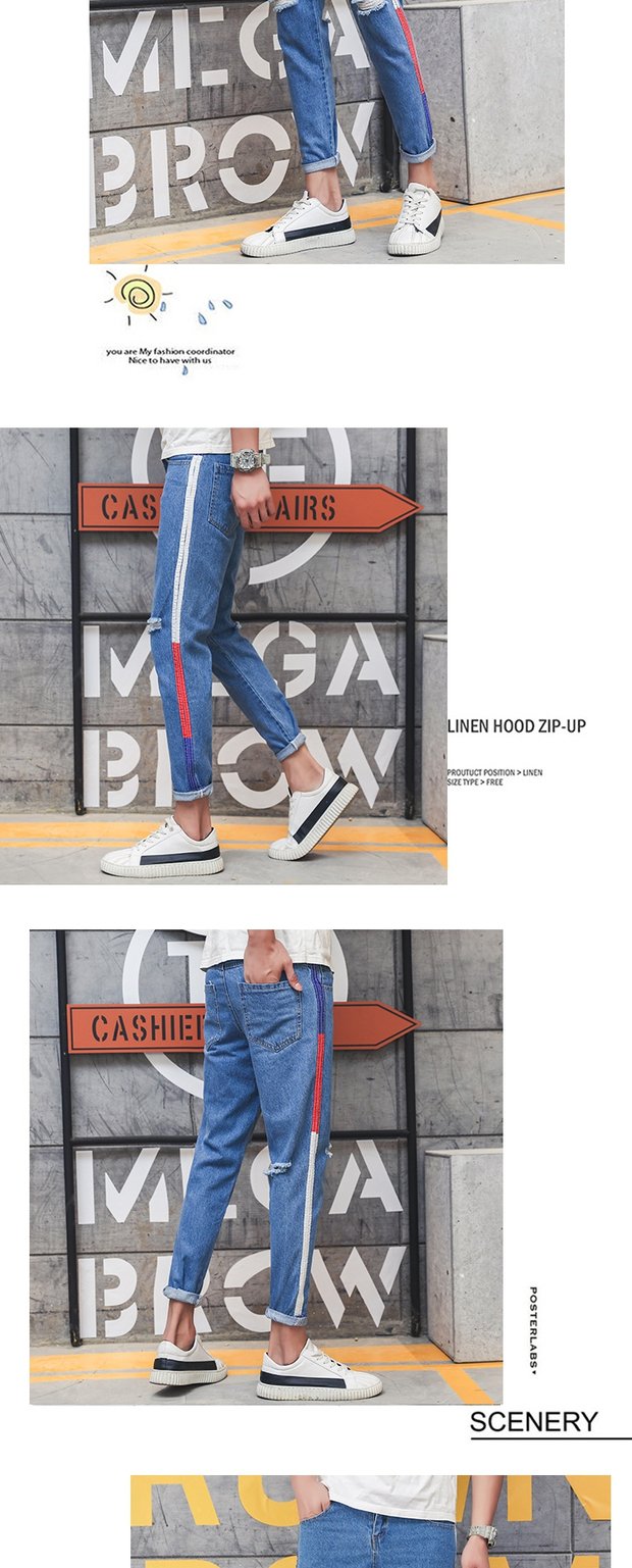 Mùa thu mới 9 điểm quần jeans nam Slim phiên bản Hàn Quốc của xu hướng trai hoang thường giản dị 9 điểm chân quần nam quần đùi