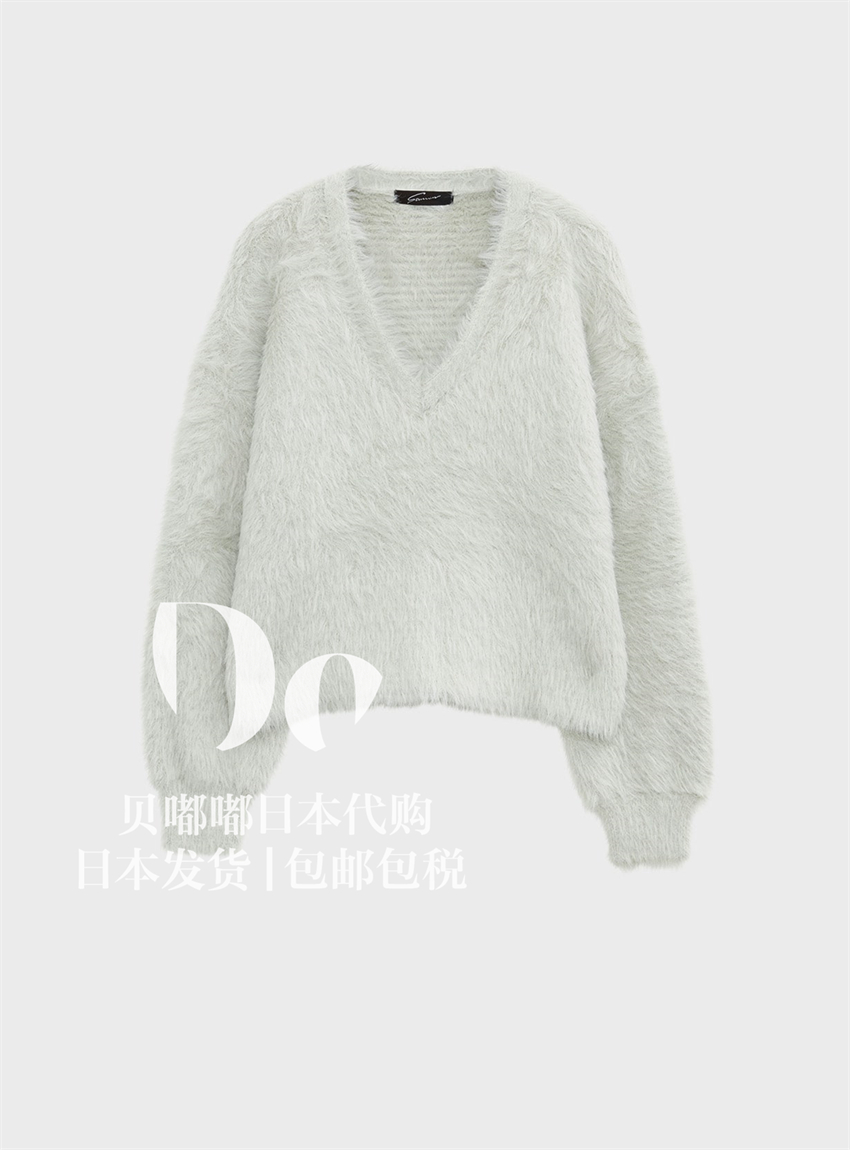 Beep beep Japan stunning lure V collar furry knitted sweater 112090282300-Taobao