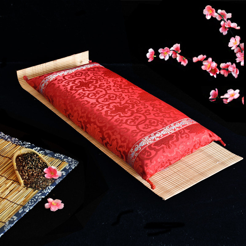 Antique disc buttoned pillow rectangular Chinese wind palace tins Silk brocade buckwheat shell Neck Pillow single Dual-use pillow