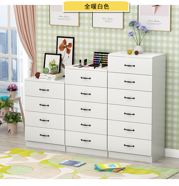 Ngăn kéo Bắc Âu ngăn kéo gỗ rắn đơn giản kinh tế hiện đại phòng ngủ đa chức năng ngăn kéo lưu trữ tủ gương - Buồng tủ 5 ngăn