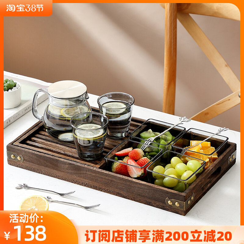 Afternoon tea tea set Nordic creative living room home snack snack snack light luxury glass fruit plate compartment