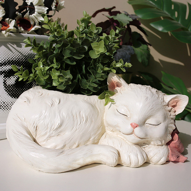 Wish a cute cat flower pot Animal cat flower pot Resin literary kitten flower arrangement Green plant fleshy flower pot