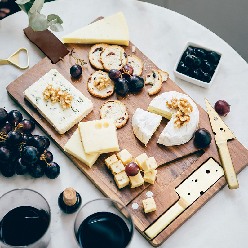 Wish I) Spain's DOIY retro dessert cut fruit board Nordic wooden chopping board with knife can be hanged