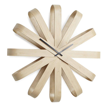 American Umbra creative sun flower pure wooden green wall clock unique ribbon design wooden home clock