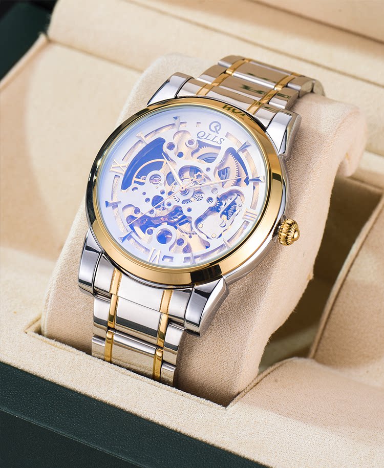 Quirrell Watch Men's New Large Dial Fully Automatic Mechanical Skeleton Tourbillon Belt Men's Watch