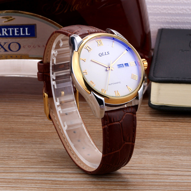 Chillo Watches Men's Business Men Casual Tourbillon Fully Automatic Mechanical Genuine Leather Watches With Waterproof Male Watch