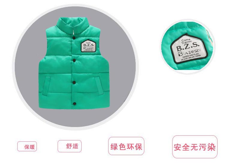 Chống mùa khuyến mãi mùa thu đứng cổ áo trẻ em cotton mùa đông vest trẻ em trong phần lớn cậu bé mỏng bên ngoài mặc vest áo quần trẻ em