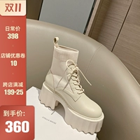 Martens, трикотажные носки, удобная обувь в английском стиле, короткие сапоги на платформе, европейский стиль, в британском стиле, очень толстая массивная платформа, широкий устойчивый каблук, из натуральной кожи, подходят для весны и осени