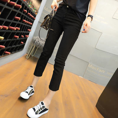 New small straight-leg plus-size women's jeans for chubby girls weighing 200 pounds, with high waists, hips and thick legs. Summer pants