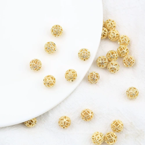 Бусины, украшение-шарик, браслет ручной работы, ожерелье, аксессуар, аксессуары, 18 карат, золотой цвет, 8мм