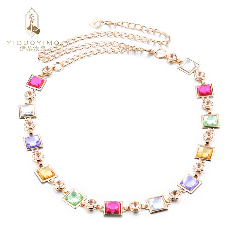 Yidoyimu belly dance diamond chain new square color diamond belly dance waist chain belly dance belt waist decoration
