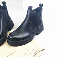 Martens, мягкие кожаные челси на платформе, ботинки, короткие сапоги, высота каблука 5см, простой и элегантный дизайн, воловья кожа