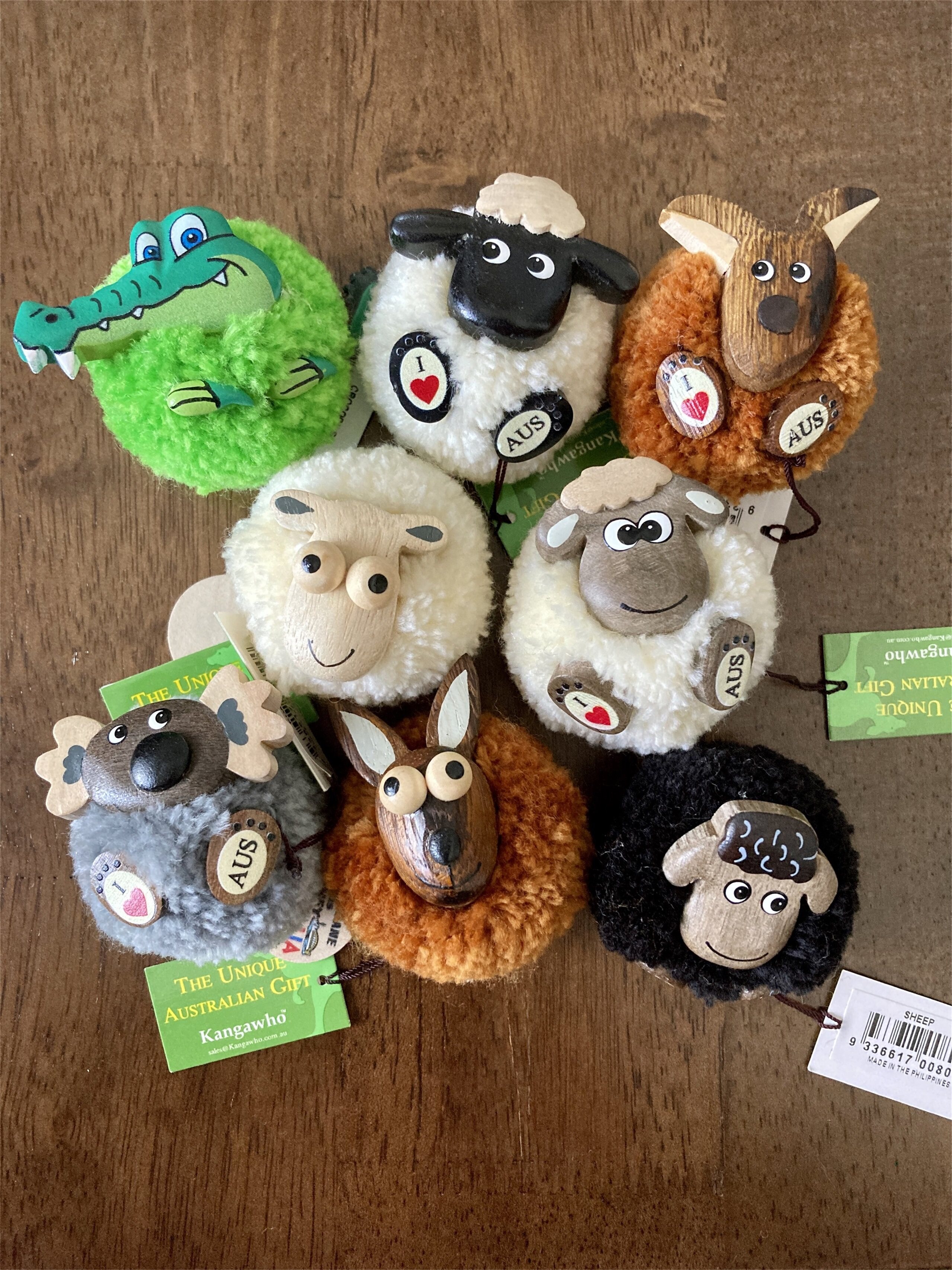 Australian imported souvenirs POMPOM wool ball refrigerator stickers koala crocodile kangaroo sheep cartoon shape