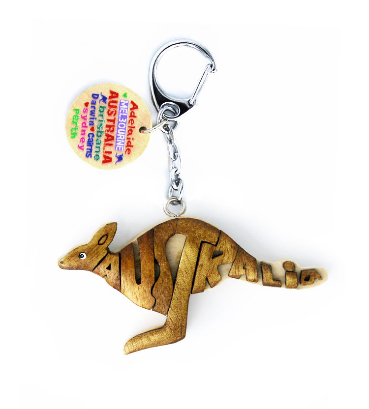 Australian characteristic wooden key chain pendant cartoon animal kangaroo image pendant door key chain