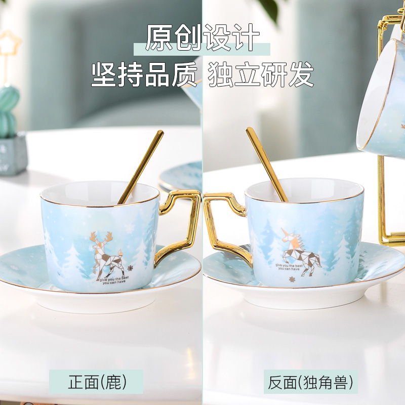 Coffee cup Europe type glass ceramic tea set English afternoon tea cups and saucers spoon stirring a cup of Coffee equipment