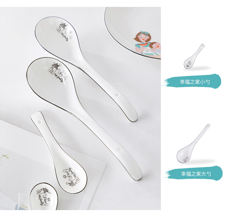 Spoon the big Spoon, large sheng long handle household ceramics Spoon run creativity ultimately responds soup Spoon hot pot of porridge Spoon porridge Spoon