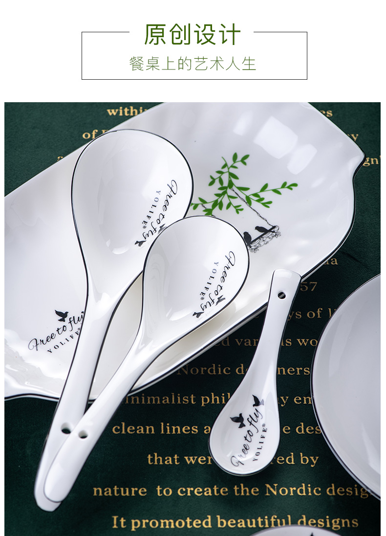 Spoon, household ceramics long handle big Spoon ladle dish porridge Spoon porridge Spoon, run out of hot pot soup Spoon, Spoon, wood