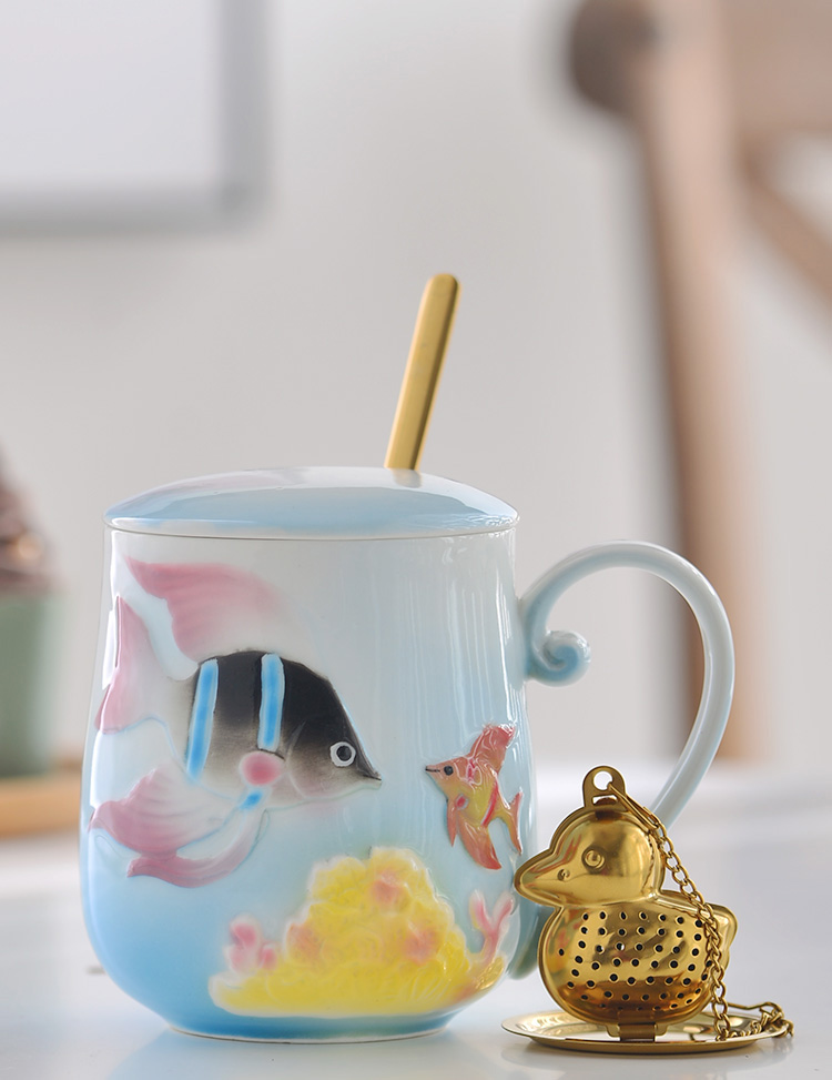 Enamel porcelain coffee cup suit afternoon tea keller export ceramic cup gift boxes with dish with a spoon