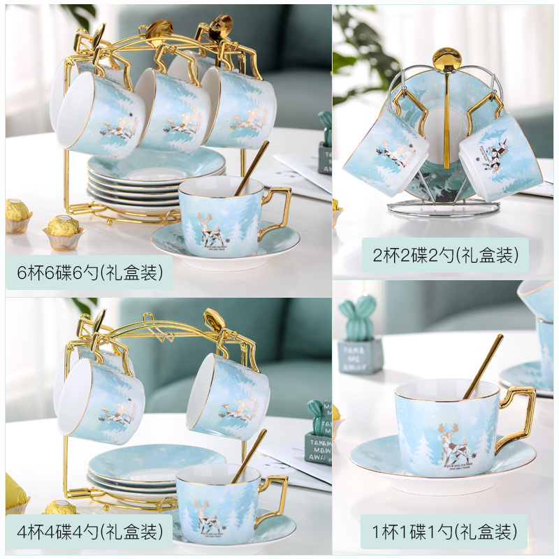 Coffee cup Europe type glass ceramic tea set English afternoon tea cups and saucers spoon stirring a cup of Coffee equipment