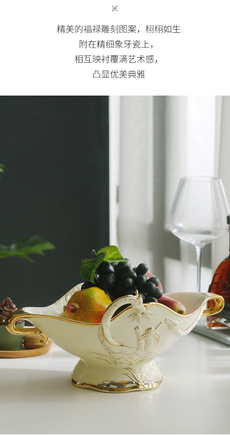 Fruit bowl European - style move household ivory porcelain ceramic sitting room tea table Fruit basket contracted and I creative candy dishes