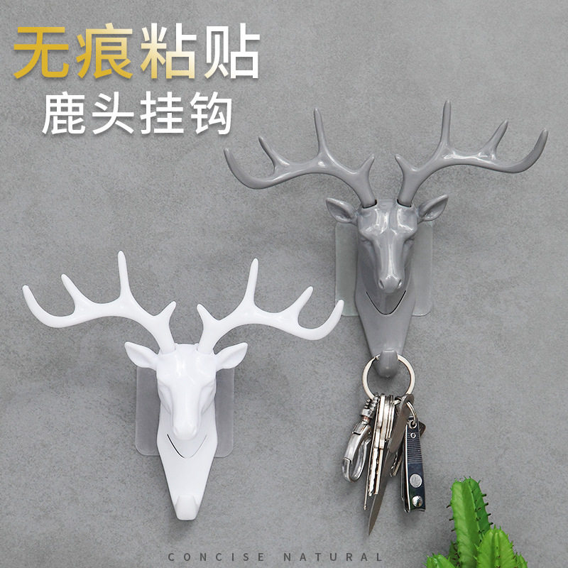 Antlers American Wall Deco Hook Creative Personality Deer Head Wall Hook No Trace Key Wall Hook Clothing Cap Hook