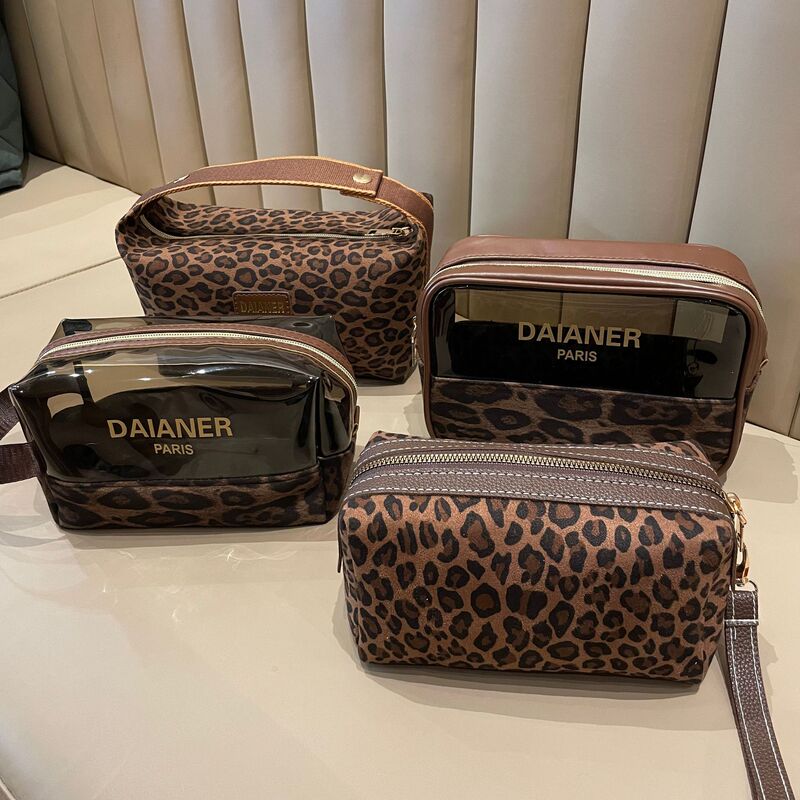 Leopard Print Cosmetic Bag, Fashionable Large-Capacity Storage Toiletry Bag for Women, 2026 New High-End Portable Super Popular Skincare Bag