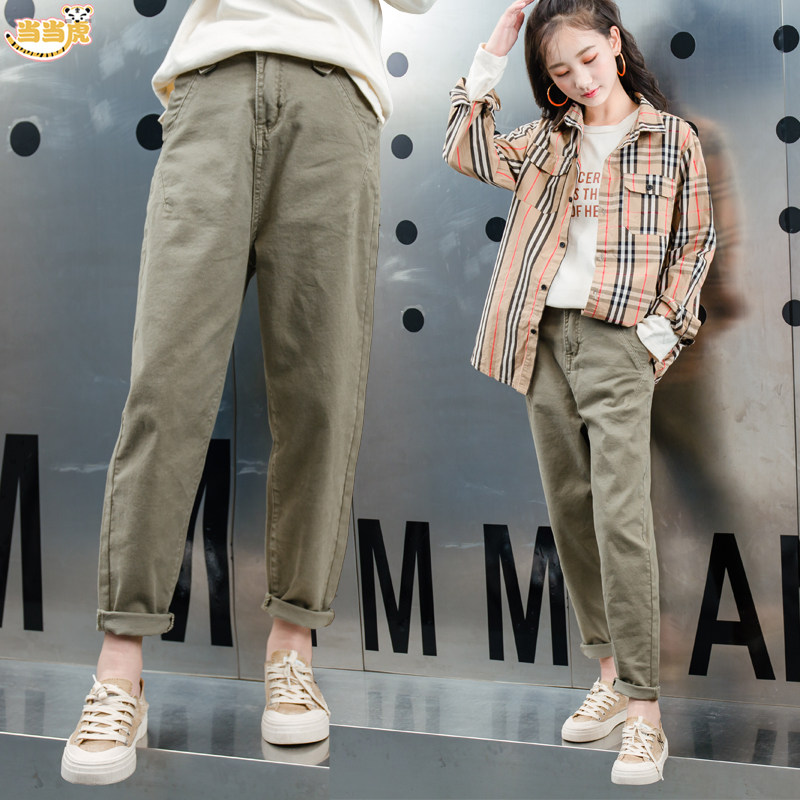 CUHK Girl Girl Autumn Clothing 2022 New Tooling Pants 12 Girls 13 Children 15 Years Old School Students Casual Long Pants
