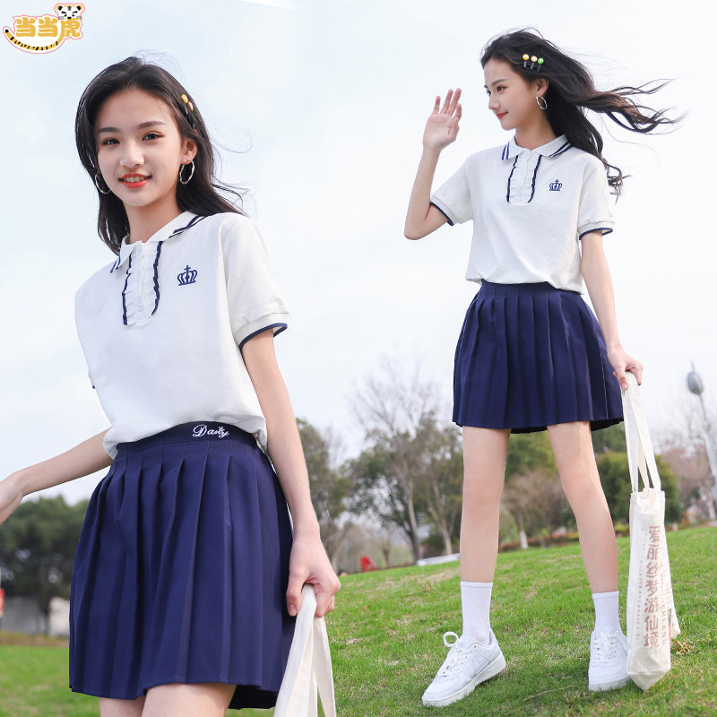 Zhongda children and girls summer style 2022 new summer dress girls college style skirt two-piece suit jk student school uniform Western style