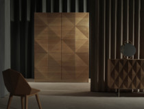 Yi carved solid wood furniture origami wardrobe simple design black walnut hard maple wood wax oil home wedding room bedroom