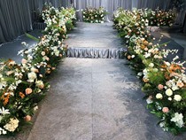 Wedding props Mori flower green flower row green plant Road lead silk flower simulation flower row road lead corner background flower