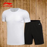 Bộ đồ thể thao Li Ning nam 2019 mới mùa xuân nhanh khô quần áo thể thao áo thun mỏng chạy thể dục nam hai mảnh - Thể thao sau
