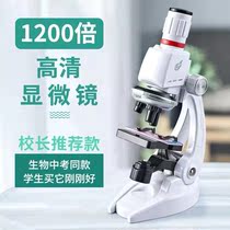 Primary and middle school childrens optical microscope 1200 times professional biological science equipment Small experimental suit toy