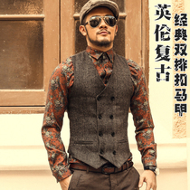 Spring new mens slim wool casual mens double-breasted waistcoat mens suit horse clip M51