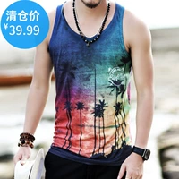 Ưu đãi đặc biệt in phong cảnh áo vest nam giản dị phần mỏng Vest biển hợp thời trang bó sát thể thao vest t-38 ao the thao