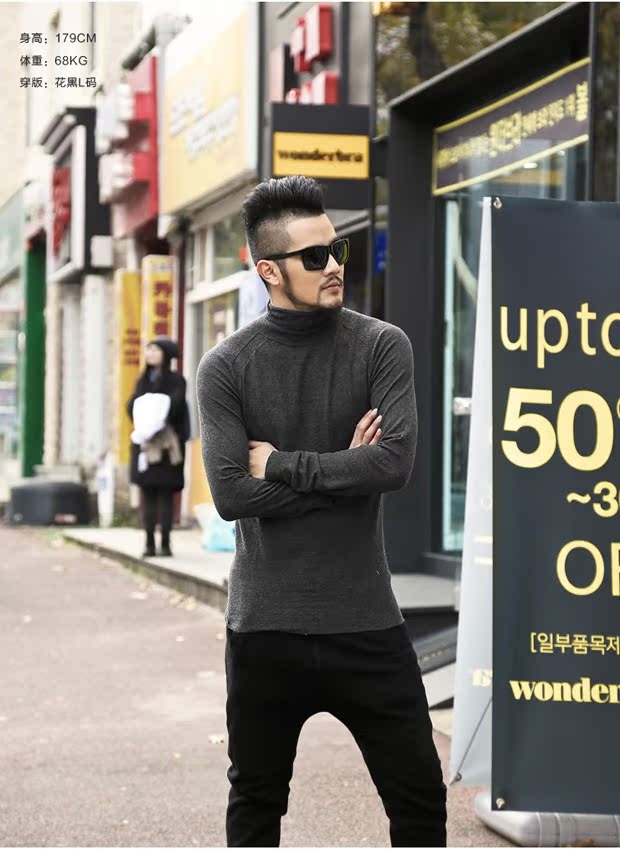 Áo xuân 2019 quần áo màu đỏ nam raglan tay áo cao cổ áo len nam mỏng cổ cao chạm đáy áo len J541 áo len cardigan nam