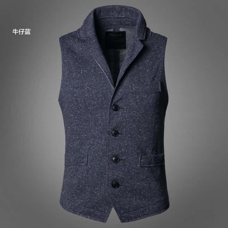 Mùa xuân composite vải hỗn hợp màu dệt kim nam cổ điển thô cạnh casual vest nam vest vest triều M92