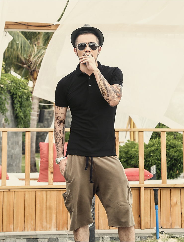 Mùa hè 2019 mới AS đầu cừu cotton màu rắn nam ve áo ngắn tay áo thun Slim Anh POLO áo sơ mi T532 áo polo nam