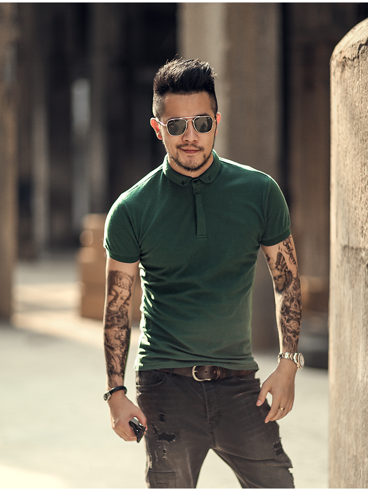 Mùa hè mới áo sơ mi Paul ve áo cotton hạt ngắn tay áo thun màu rắn nam áo polo mỏng thủy triều PL003-2 áo sơ mi polo