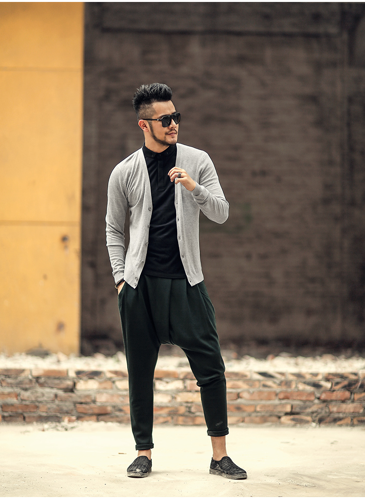 2018 mùa xuân người đàn ông mới của chiếc áo đan len cardigan loại nam rắn màu áo len cardigan áo len J755