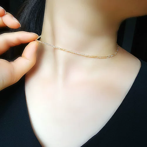 Брендовое оригинальное ожерелье из кварца, цепочка до ключиц, США, 14 карат, (в наличии на складе)