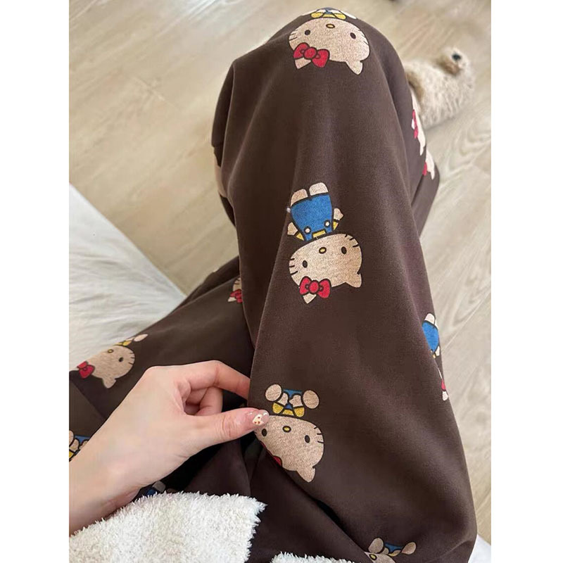 Cute Kitty Cat All-Over Print Fleece Sweatpants for Women, Autumn and Winter Fleece-Lined High-Waisted Drawstring Slimming Casual Wide-Leg Pants Cute Kitty Cat All-Over Print Fleece Sweatpants for Women, Autumn and Winter Fleece-Lined High-Waisted Drawstring Slimming Casual Wide-Leg Pants