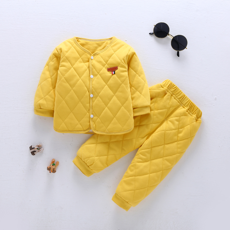 Baby Spring and Autumn Thin Cotton Clothing Set Pure Cotton Boy Baby Padded Clothes Thickened Girls Cotton Warm Two-piece Set