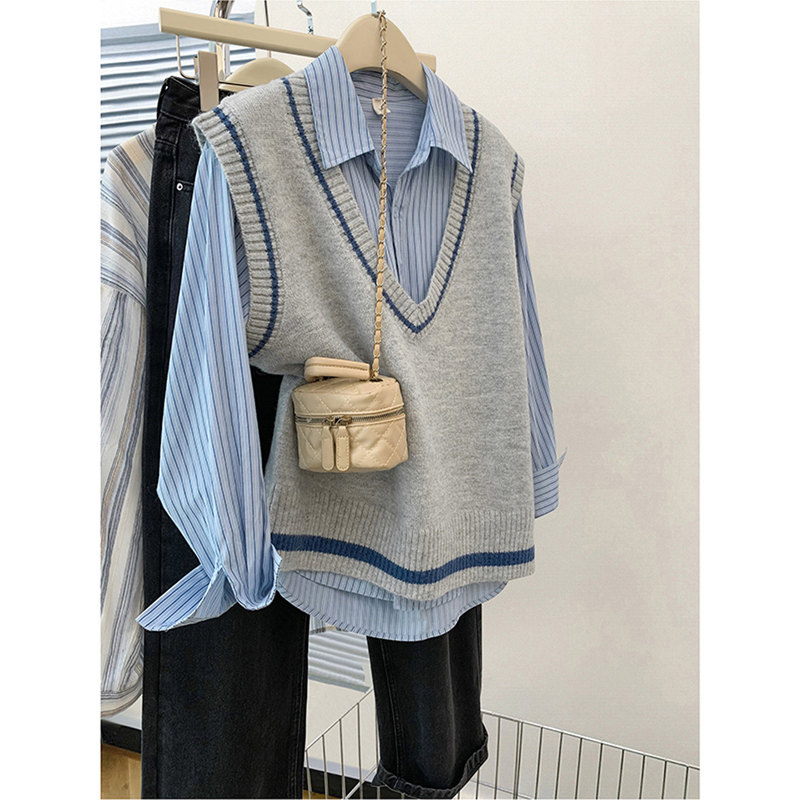 2026 Autumn High-End Cashmere Knitted Sweater Vest for Women Layered Round Neck Base Sweater Vest Top