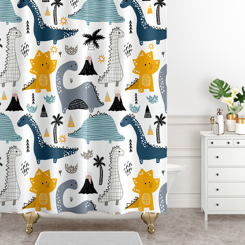 Cartoon Cute Children Bath Curtain Bathroom Waterproof Cloth Bathroom dry and wet separation shower room Make-up Room Pull Curtain
