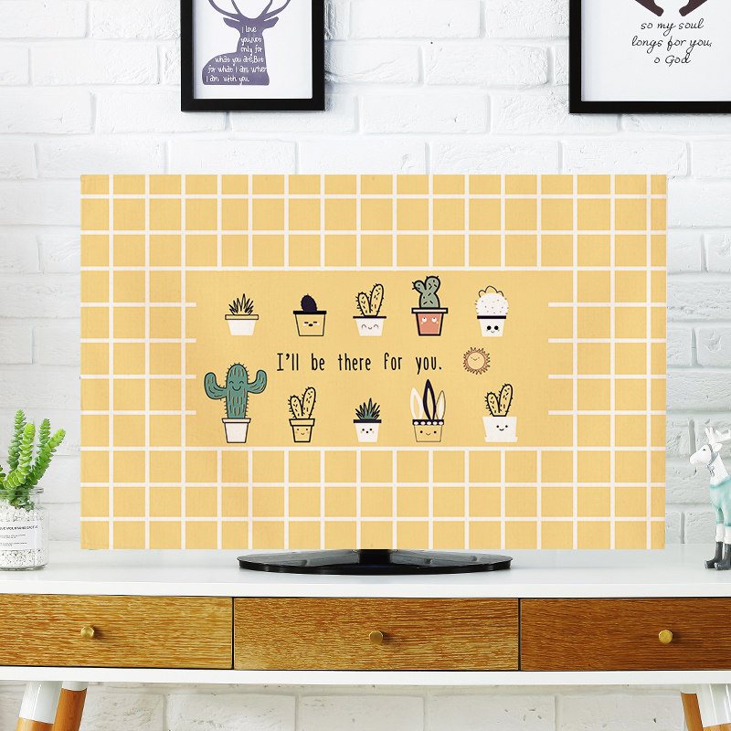 Nordic ins wind net red rectangular TV cover cloth fabric household cotton hemp curved wall-mounted air conditioning dust cover cover towel