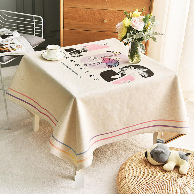 Nordic Cartoon Table Cloth Art Home Square Cotton Linen Tea Table Cloth Small Square Table Tablectable Cloth Washable Geb