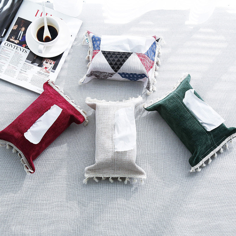 New Chinese Paper Towels Box Retro Classic Cloth Art Living Room Sofa Table Tea Table China Wind Bedroom Room Decorations
