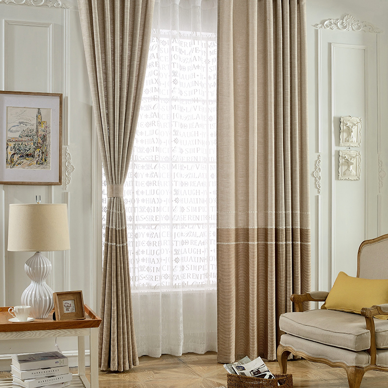 New Chinese style minimalist modern curtain Nordic living room cotton and linen curtain Chinese style Chinese style floor-to-ceiling window splicing finished product