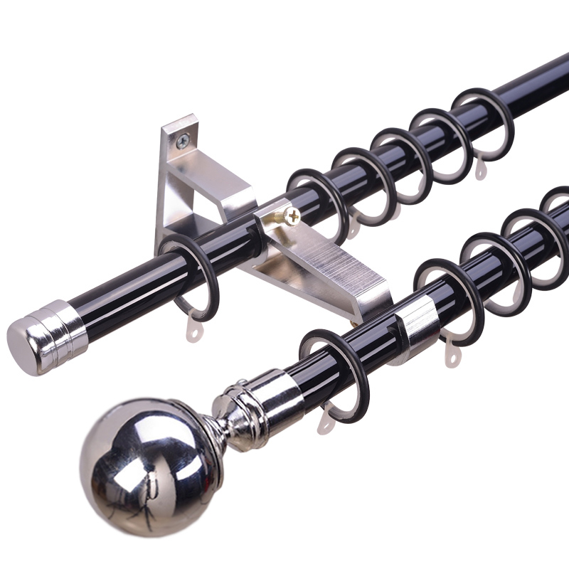 Inspiration Impression Fabric Roman pole Curtains Rod double-pole stainless steel black minimalist Thickened Silent Iron Art