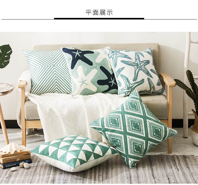 Gối phòng khách kiểu Mỹ không có lõi vuông hình học cotton sofa đệm màu xanh lá cây hiện đại đơn giản - Trở lại đệm / Bolsters